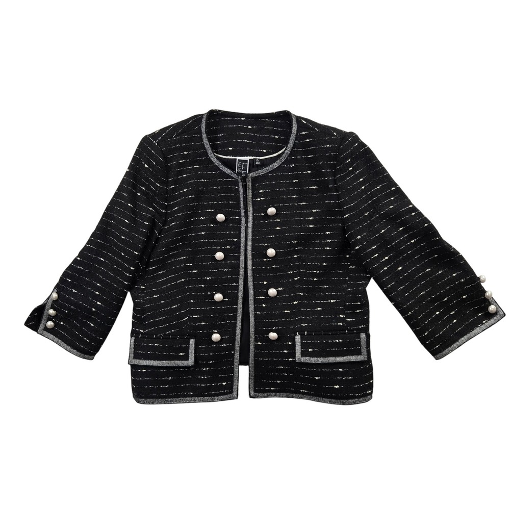 Mary Kay Nicole Miller Tweed Blazer Jacket Womens 14P Oldmoney Pearl Buttons - Picture 5 of 12